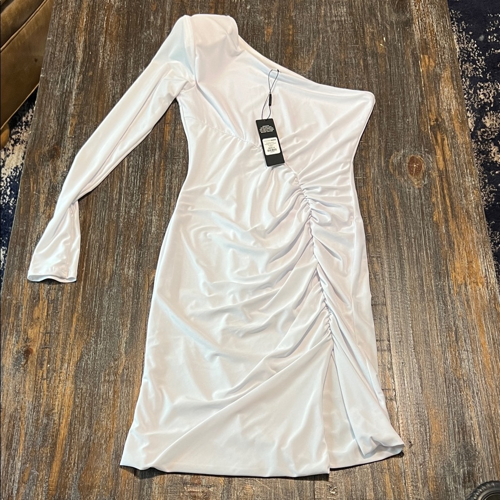 NWT Fashion Nova One-Shoulder White Dress